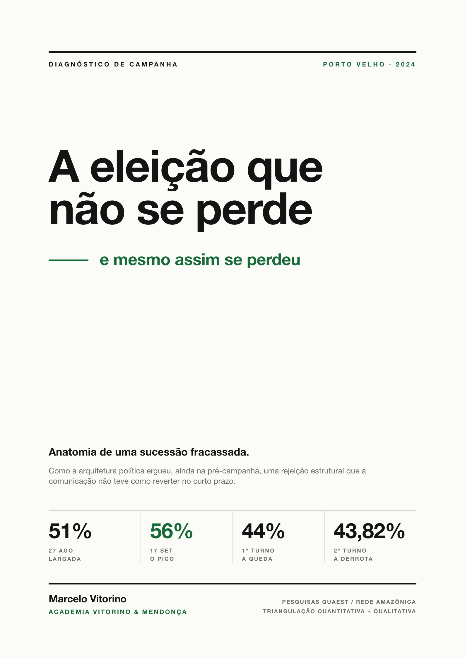 Capa do livro 'A eleição que não se perde — e mesmo assim se perdeu', de Marcelo Vitorino.
